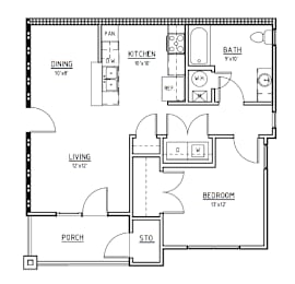  Floor Plan 1 Bed, 1 Bath
