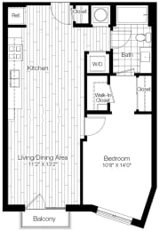  Floor Plan 1 Bed/1 Bath-1F Plus