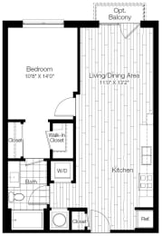  Floor Plan 1 Bed/1 Bath-1F