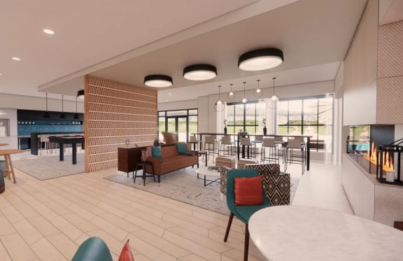 a rendering of the lobby of the new holiday inn express & suites