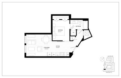 A floor plan of a house with a garage and a wine cellar.