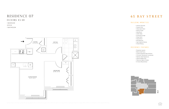 1 bedroom 1 bathroom floorplan R at 65 Bay Street, New Jersey