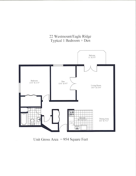 Eagle Ridge Typical One Bedroom + Den