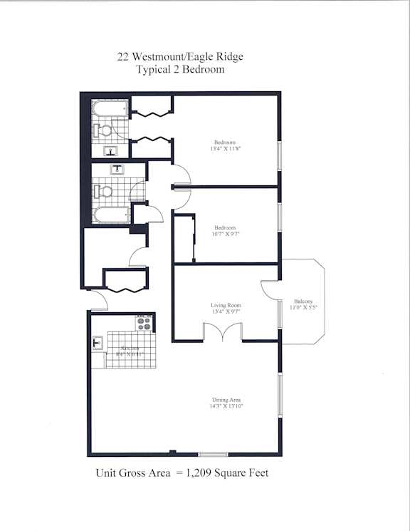 Eagle Ridge Typical Two Bedroom 1209 Square Feet