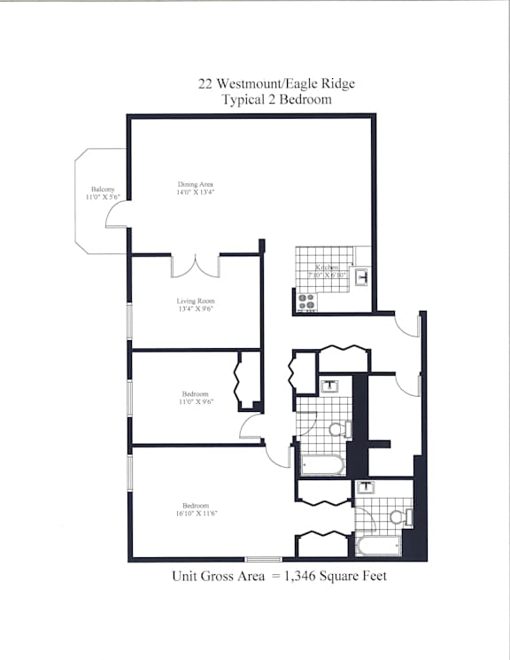 Eagle Ridge Typical Two Bedroom 1346 Square Feet