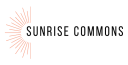 the sunrise common logo with the text sunrise common on a black background