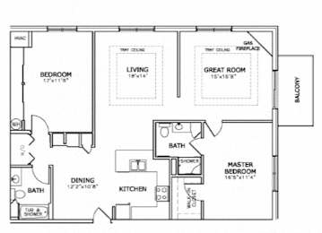 Floor Plan  a floor plan of a home with two bedrooms and two bathrooms