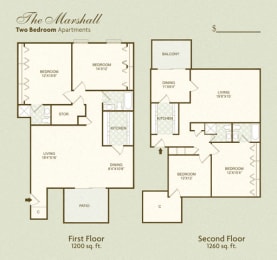 The Marshall FloorPlan at Governor Square Apartments, Carmel, Indiana