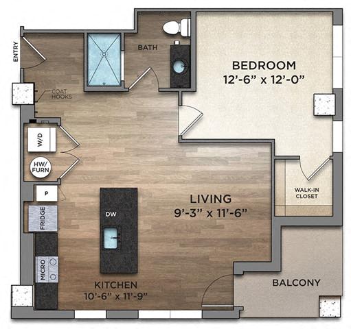 Floor Plan  A70_2_FloorPlan at The Nicholas, Columbus, 43215
