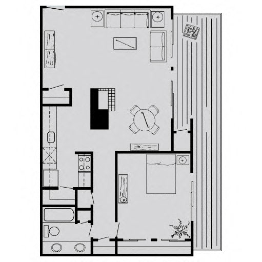 Floor Plan  1 Bedrooms (A, A1, A2)