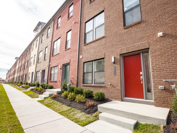 Apartment Building with Brick Walls at Refinery Row in Baltimore, Maryland