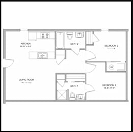  Floor Plan 2 Bedroom