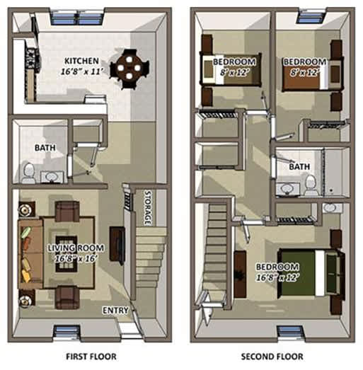 The Charleston Floor Plan at Hyde Park Townhomes, Chester