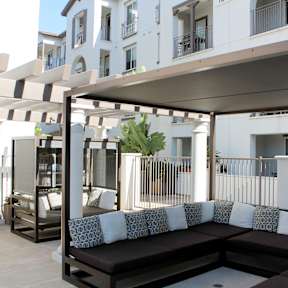 Outdoor Shaded Patio at Torrey Gardens Apartments, San Diego