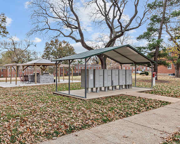 a park with a playground and a pavilion at Hampton Gardens, Saint Louis, 63139