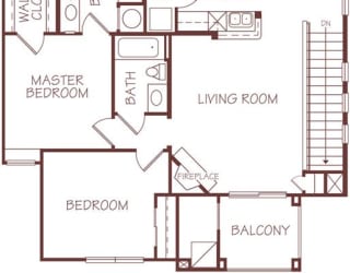 Sicily two bedroom two bathroom floorplan at Ridge Pointe Villas