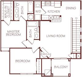 Sicily two bedroom two bathroom floorplan at Ridge Pointe Villas