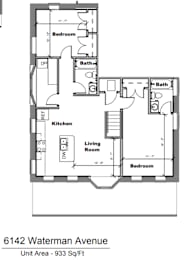  Floor Plan 6142 Waterman 2 Bedroom
