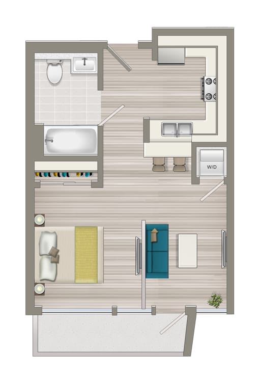 Jr. 1 Bedroom K Floor Plan at NMS 1539 Fourth, Santa Monica, California