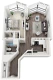 A2 Floor Plan | 755 Sq. Ft. at North Harbor Tower, Chicago, IL