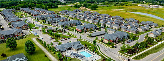 Aerial view at Quarry Apartments and Townhomes in DeWitt, Michigan