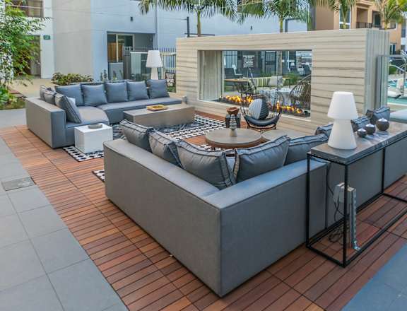 Outdoor Patio at Baker Block, Costa Mesa, California