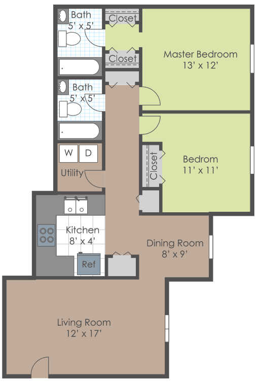 Floor Plan Two Bed Two Bath
