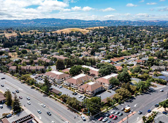 an aerial view of the city of Concord CA at Cowell Terrace Apartments, 94518