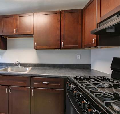 Wooden Kitchen Cabinets at Oakview Apartments, Coram