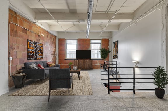 Living area at The Lofts at Elk Terminal Apartments , Buffalo, NY, 14202
