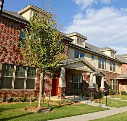 Apartment building exterior street view