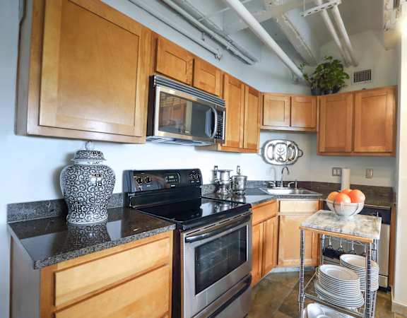 Kitchen with stainless steel appliances