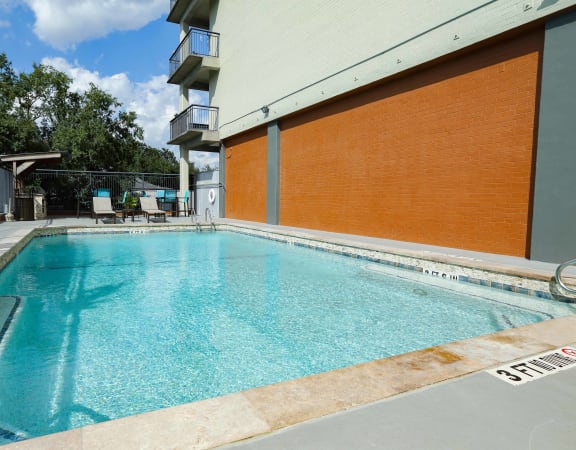 Large community pool and seating area