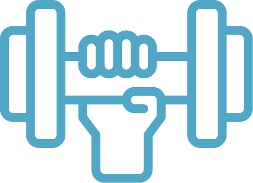 the fingers of a hand holding a dumbbell icon illustration