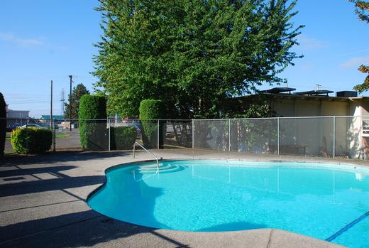 Sparking community pool at The Groove apartments in the Hazel Dell 98665 neighborhood in Vancouver, Washington.