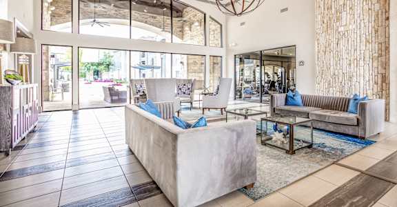 the lobby at the preserve apartments