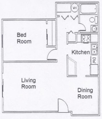 Floor Plan  One Bedroom