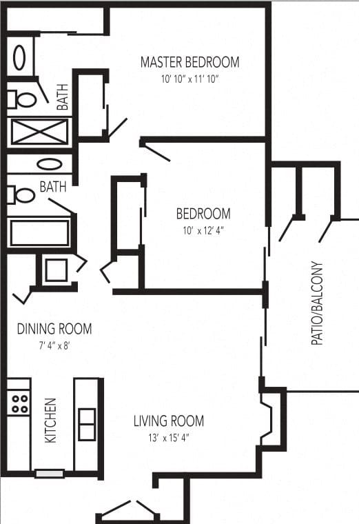 Floor Plan at Waterfield Square Apartment Homes Stockton, CA, 95219