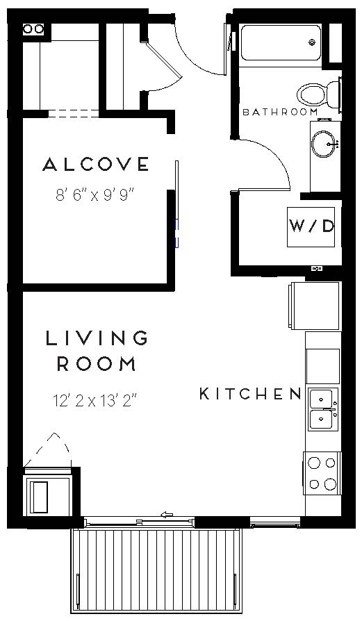 1 Bedroom 1 Bathroom Floor Plan at The Maven on Broadway, Rochester, Minnesota