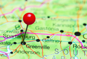 a red pin on a map of a city