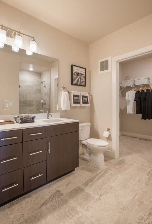 Bathroom at Union West Apartments in Lakewood, CO