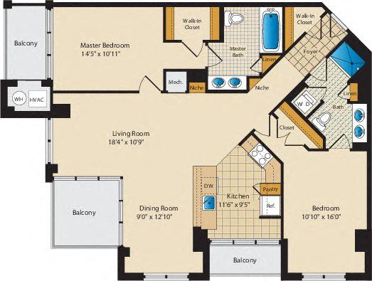 2 bedroom apartments - The Palatine Arlington VA