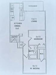 Floor Plan B  2 Bedroom / 1 Bath - 782