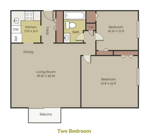 New Brookside Two Bedroom Floor Plan
