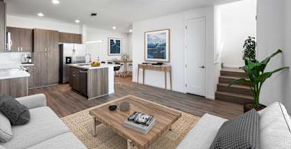 a living room with a couch and a coffee table