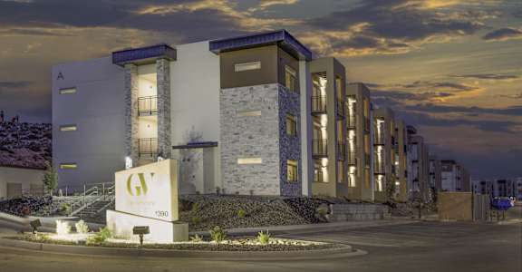 a rendering of the building at night