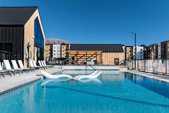 Shimmering Pool View at Solhavn Apartments, Utah