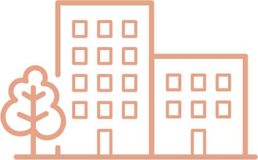 an illustration of a building with a tree on top of it