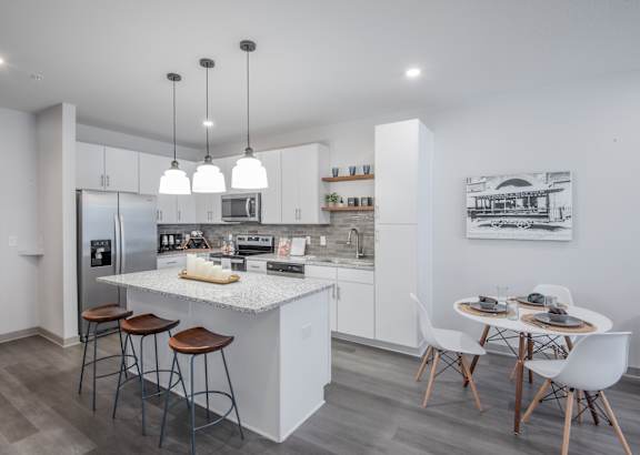 Kitchen and Dining Room at Axel Row in Birmingham, Alabama