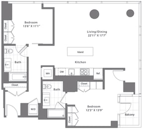  Floor Plan 2 Bed - 2 Bath | B03B